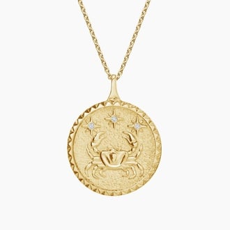 Cancer Zodiac Diamond Medallion Necklace