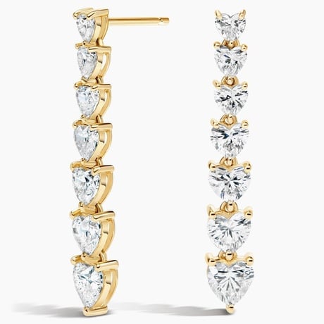 Heart Shaped Lab Diamond Tennis Earrings