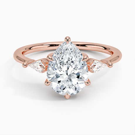 14K Rose Gold Cometa Three Stone Diamond Ring