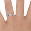 18K White Gold Selene Ring with Sapphire Accents, smallzoomed in top view on a hand