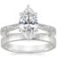 18K White Gold Elsie Ring with 2.5mm Hammered Quattro Wedding Ring