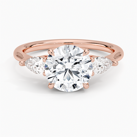 14K Rose Gold Opera Three Stone Diamond Ring