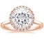 14K Rose Gold Vienna Halo Diamond Ring, smalltop view