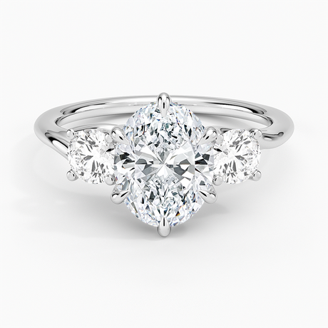 18K White Gold Luxe Delilah Three Stone Diamond Ring