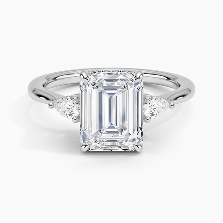 Platinum Adorned Petite Opera Three Stone Diamond Ring