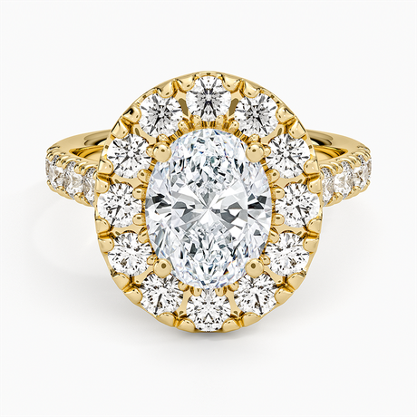 18K Yellow Gold Adele Halo Diamond Ring