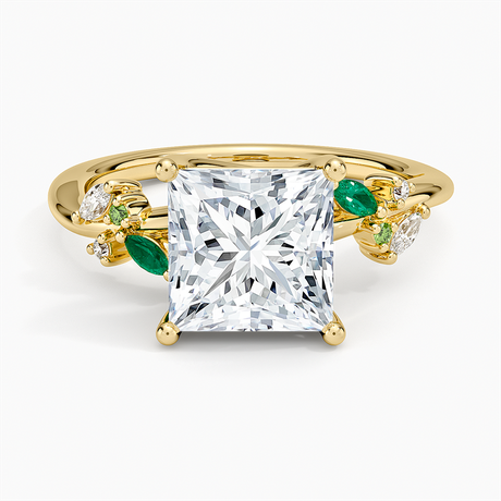 Arden Diamond Ring with Lab Emerald Accents - Brilliant Earth