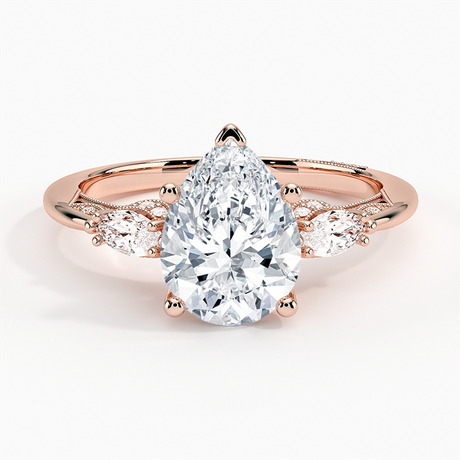 18K Rose Gold Simply Tacori Three Stone Marquise Diamond Ring