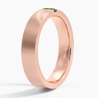 Apollo Green Tourmaline 4.5mm Wedding Ring in 14K Rose Gold