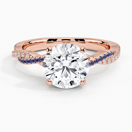 14K Rose Gold Petite Luxe Twisted Vine Sapphire and Diamond Ring (1/8 ct. tw.)