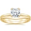 18K Yellow Gold Aveline Ring with Petite Curved Wedding Ring