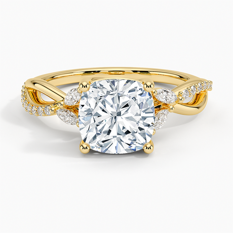 18K Yellow Gold Petite Twisted Willow Diamond Ring