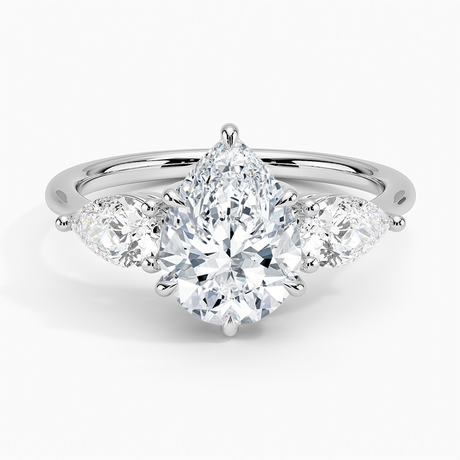 18K White Gold Luxe Opera Three Stone Diamond Ring