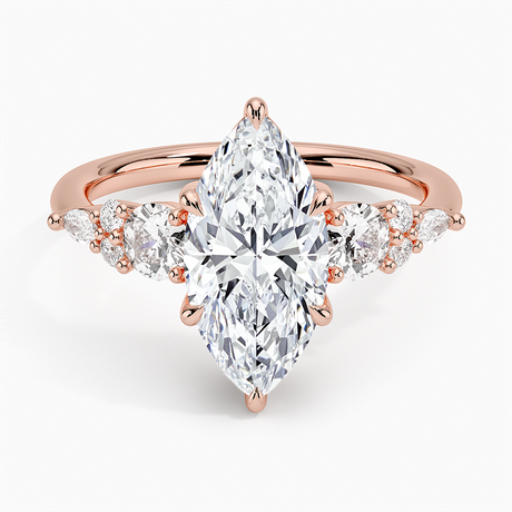 14K Rose Gold Nadia Three Stone Diamond Ring