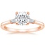 14K Rose Gold Tapered Baguette Three Stone Diamond Ring, smalltop view
