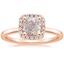 14K Rose Gold French Halo Diamond Ring, smalltop view