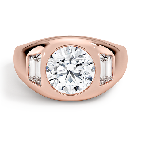 14K Rose Gold Sloane Three Stone Trapezoid Dome Diamond Ring (1/2 ct. tw.)