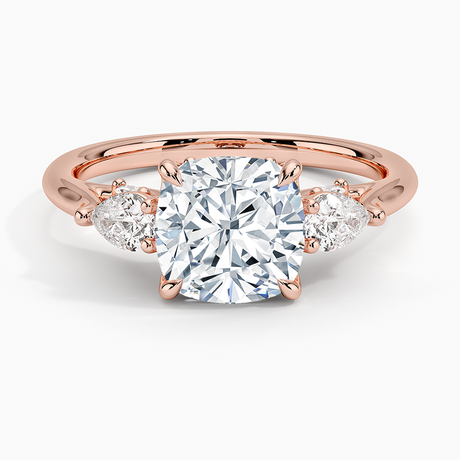 14K Rose Gold Secret Garden Gallery Three Stone Diamond Ring