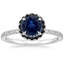 18K White Gold Waverly Halo Diamond Ring with Black Diamond Accents, smalltop view