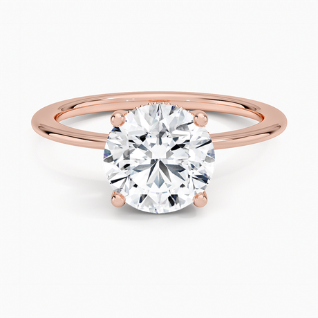 14K Rose Gold Aimee Solitaire Diamond Ring with Hidden Halo