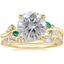 18K Yellow Gold Arden Diamond Ring with Lab Emerald Accents with Luxe Winding Willow Diamond Ring (1/4 ct. tw.)