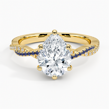 18K Yellow Gold Petite Luxe Twisted Vine Sapphire and Diamond Ring (1/8 ct. tw.)