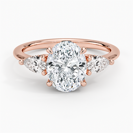 14K Rose Gold Adorned Opera Three Stone Diamond Ring (1/2 ct. tw.)