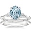 18KW Aquamarine Camellia Diamond Ring with Alena Diamond Ring, smalltop view
