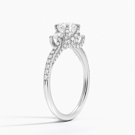 Luxe Delilah Three Stone Pave Diamond Ring