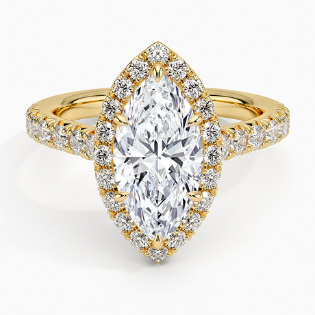 18K Yellow Gold Sienna Halo Half Coverage Diamond Ring
