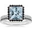 18KW Aquamarine Waverly Diamond Ring with Black Diamond Accents with Luxe Ballad Black Diamond Ring, smalltop view
