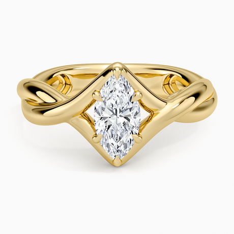 Bypass Twist Bezel Solitaire Diamond Ring in 18K Yellow Gold