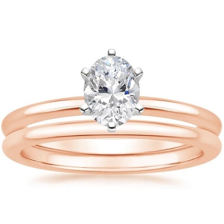 14K Rose Gold Six-Prong Petite Comfort Fit Bridal Set