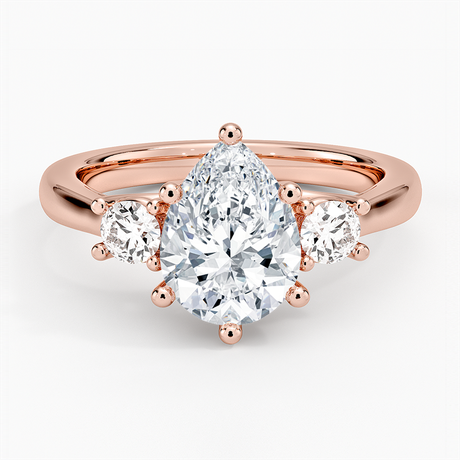 14K Rose Gold Petite Three Stone Trellis Diamond Ring (1/3 ct. tw.)