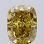 5.12 Ct. Fancy Vivid Greyish Yellow Cushion Lab Grown Diamond