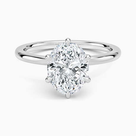 18K White Gold Petal Six Prong Diamond Ring