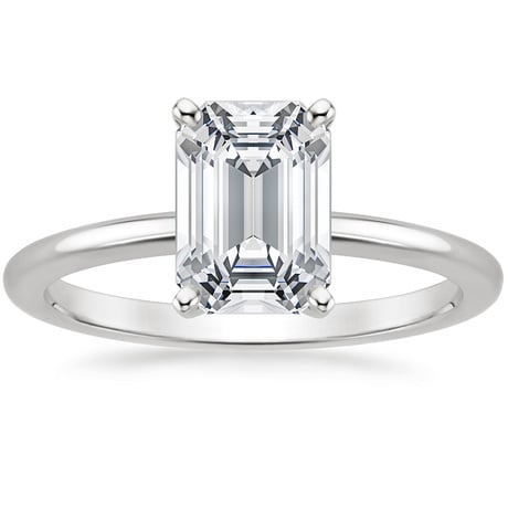 18K White Gold Four-Prong Petite Comfort Fit Ring with Whisper Eternity Diamond Ring