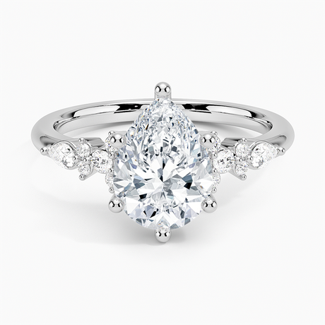 18K White Gold Rosette Diamond Ring