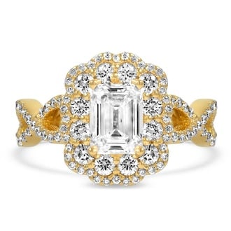 Custom Entwined Floral Halo Diamond Ring