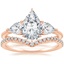 14K Rose Gold Luxe Opera Three Stone Diamond Ring with Flair Diamond Ring (1/6 ct. tw.)