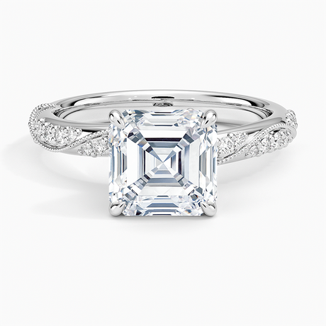 18K White Gold Camellia Hidden Accent 2.5mm Diamond Ring