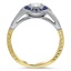 Mixed Metal Sapphire and Diamond Bezel Halo Ring, smallside view
