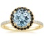18K Yellow Gold Waverly Halo Diamond Ring with Black Diamond Accents, smalltop view
