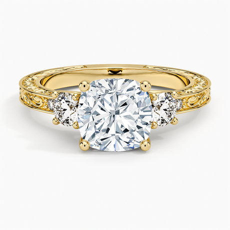 Antique Scroll Engraved Three Stone Diamond Ring (1/3 ct. tw.)
