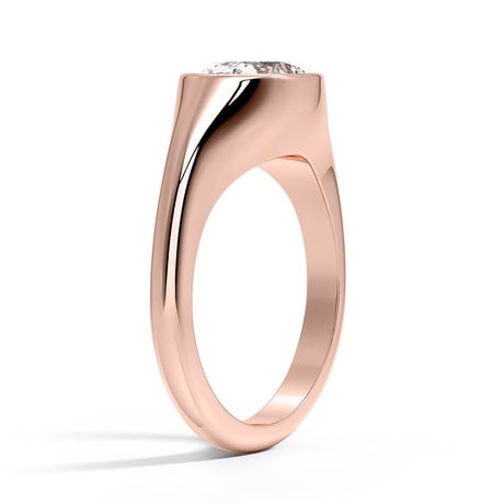 14K Rose Gold East-West Bezel Solitaire Signet Ring