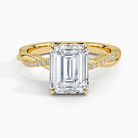 18K Yellow Gold Petite Twisted Vine Hidden Halo Pavé Diamond Ring