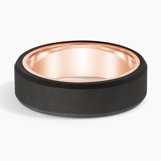 Jett Black 7mm Wedding Ring in 14K Rose Gold
