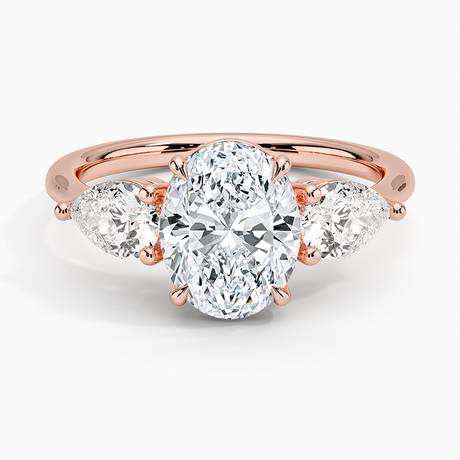 14K Rose Gold Luxe Opera Three Stone Diamond Ring