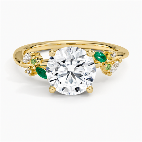 Arden Diamond Ring with Lab Emerald Accents - Brilliant Earth