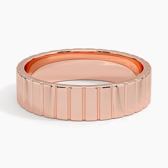 Engraved Lines 5.5mm Wedding Ring in 14K Rose Gold